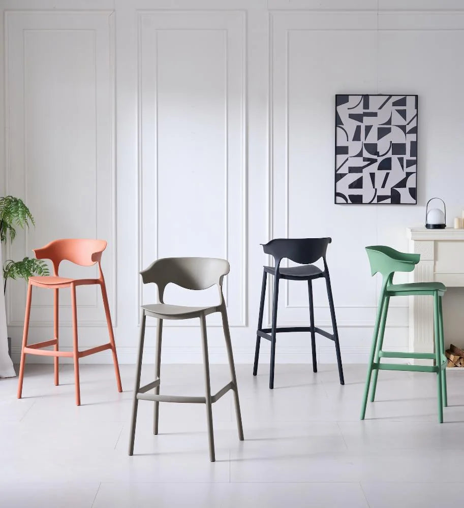 Silla para Bar Elena, Color Verde Oliva, Diseño Moderno