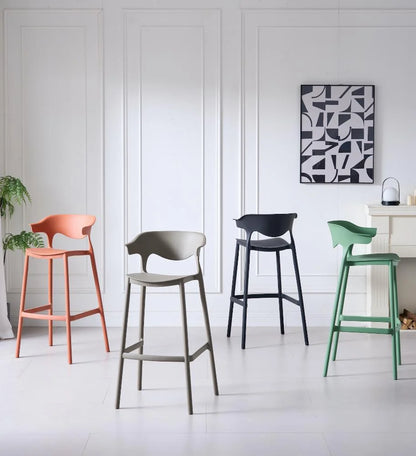 Silla para Bar Elena, Color Verde Oliva, Diseño Moderno
