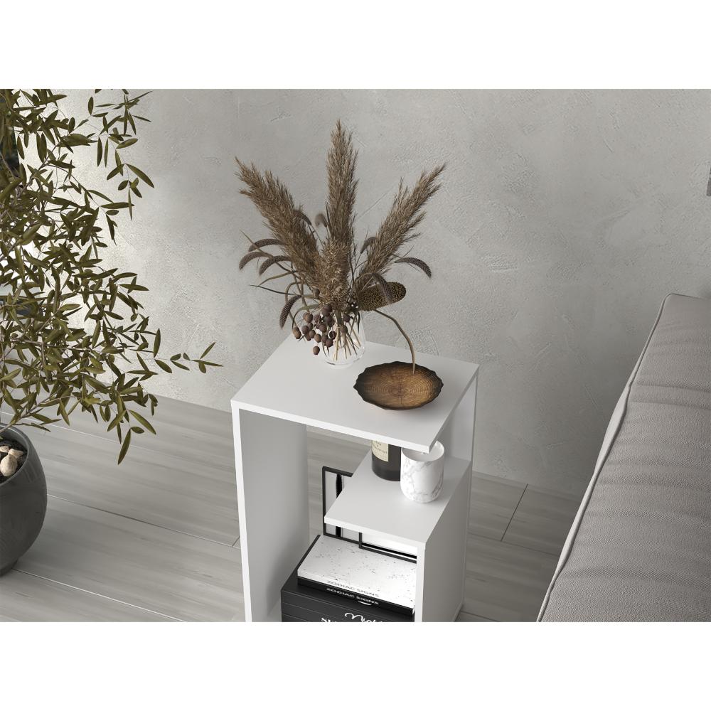 Mesa Auxiliar Evert, Blanco Duqueza con Diseño Moderno y Espacio para Ubicar Objetos