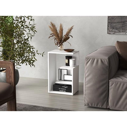 Mesa Auxiliar Evert, Blanco Duqueza con Diseño Moderno y Espacio para Ubicar Objetos
