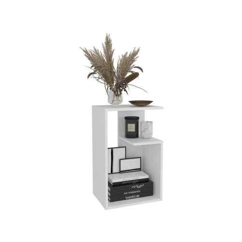 Mesa Auxiliar Evert, Blanco Duqueza con Diseño Moderno y Espacio para Ubicar Objetos
