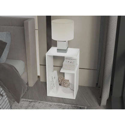 Mesa Auxiliar Evert, Blanco Duqueza con Diseño Moderno y Espacio para Ubicar Objetos