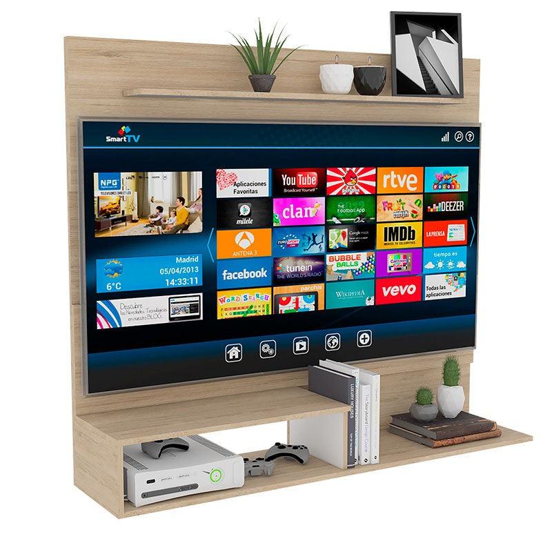 Panel de TV Beijing, Cartagena y Blanco, con Espacio para Televisor de hasta 55 Pulgadas