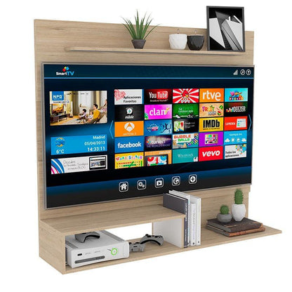 Panel de TV Beijing, Cartagena y Blanco, con Espacio para Televisor de hasta 55 Pulgadas