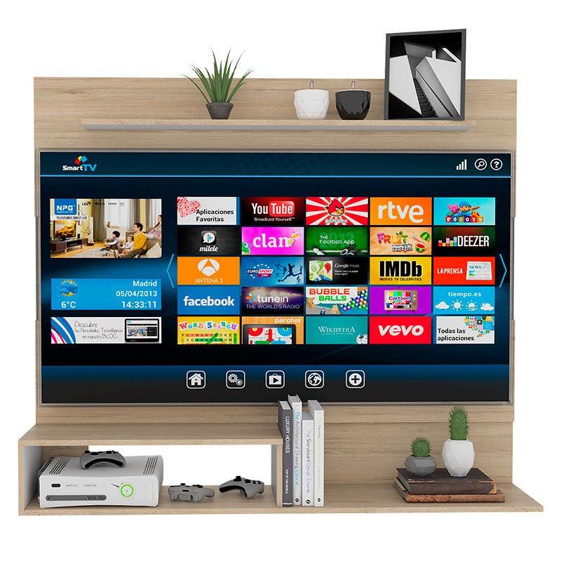 Panel de TV Beijing, Cartagena y Blanco, con Espacio para Televisor de hasta 55 Pulgadas